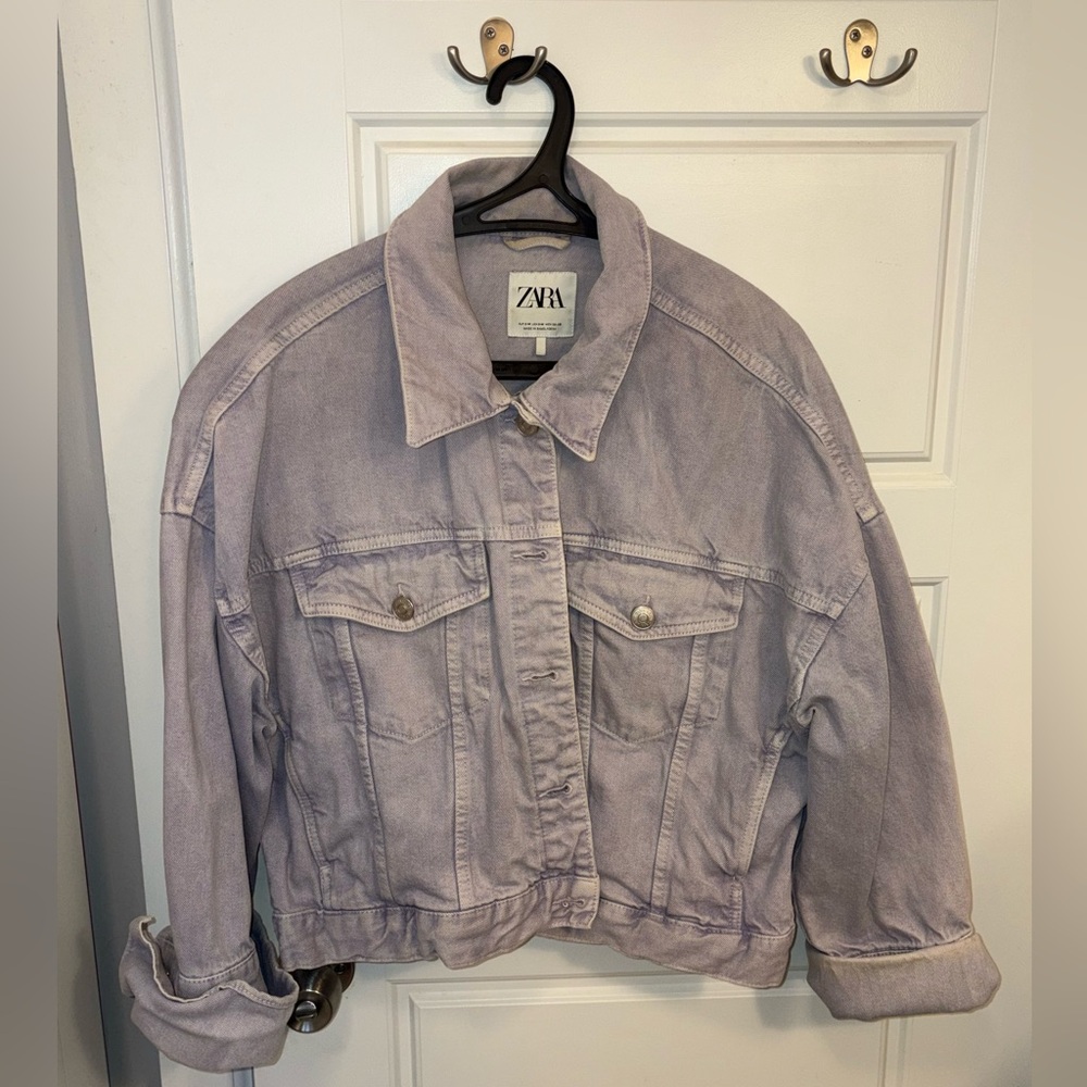 ZARA Women's Light Purple Denim Jacket